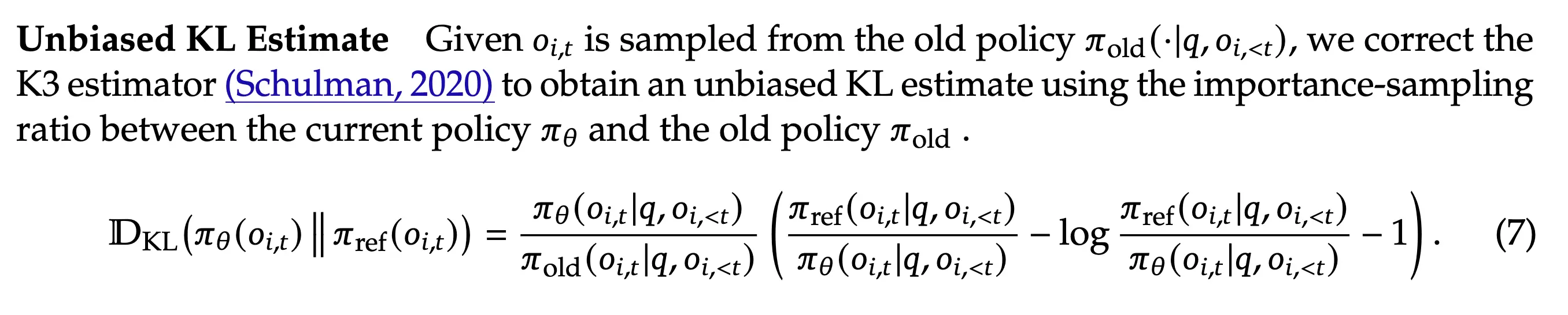 KL 估计器 off-policy 修复的代码片段